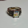 925 Sterling Silver CZ & Marcasite Ring Size 6