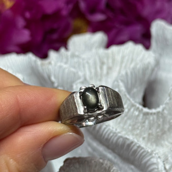Men'S 925 Sterling Silver Cat'S EYE Tourmaline Ring Size 9