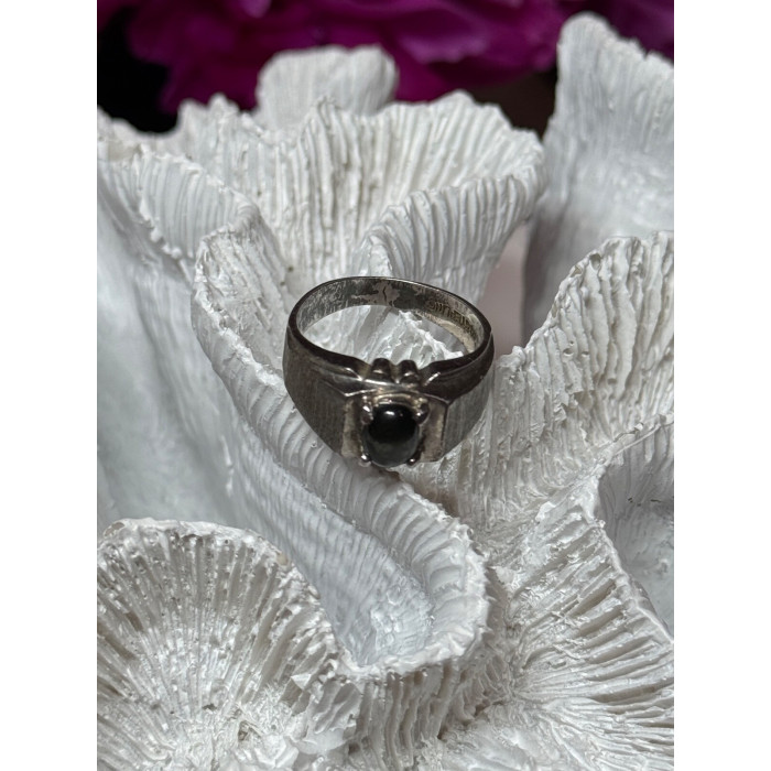 MEN'S 925 STERLING SILVER CAT'S EYE TOURMALINE RING SIZE 9