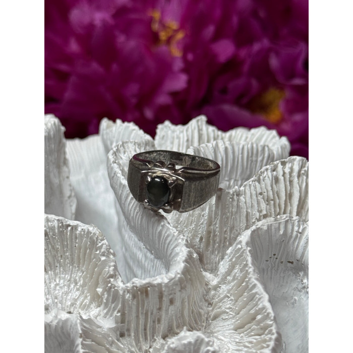 MEN'S 925 STERLING SILVER CAT'S EYE TOURMALINE RING SIZE 9