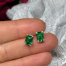 925 Sterling Silver Green Peridot Earrings Length 8 Mm
