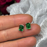 925 Sterling Silver Green Peridot Earrings Length 8 Mm