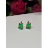 925 Sterling Silver Green Peridot Earrings Length 8 Mm