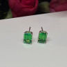 925 Sterling Silver Green Peridot Earrings Length 8 Mm