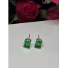 925 Sterling Silver Green Peridot Earrings Length 8 Mm