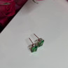 925 Sterling Silver Green Peridot Earrings Length 8 Mm
