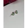 925 Sterling Silver Green Peridot Earrings Length 8 Mm