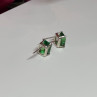 925 Sterling Silver Green Peridot Earrings Length 8 Mm