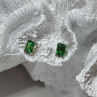 925 Sterling Silver Green Peridot Earrings Length 8 Mm