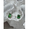 925 Sterling Silver Green Peridot Earrings Length 8 Mm