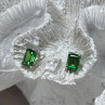 925 Sterling Silver Green Peridot Earrings Length 8 Mm