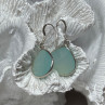 925 Sterling Silver Blue Beryl Earrings Length 1.1 Inch