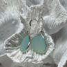 925 Sterling Silver Blue Beryl Earrings Length 1.1 Inch