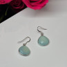 925 Sterling Silver Blue Beryl Earrings Length 1.1 Inch