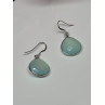 925 Sterling Silver Blue Beryl Earrings Length 1.1 Inch