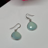 925 Sterling Silver Blue Beryl Earrings Length 1.1 Inch