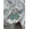 925 Sterling Silver Blue Beryl Earrings Length 1.1 Inch