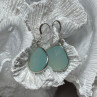 925 Sterling Silver Blue Beryl Earrings Length 1.1 Inch