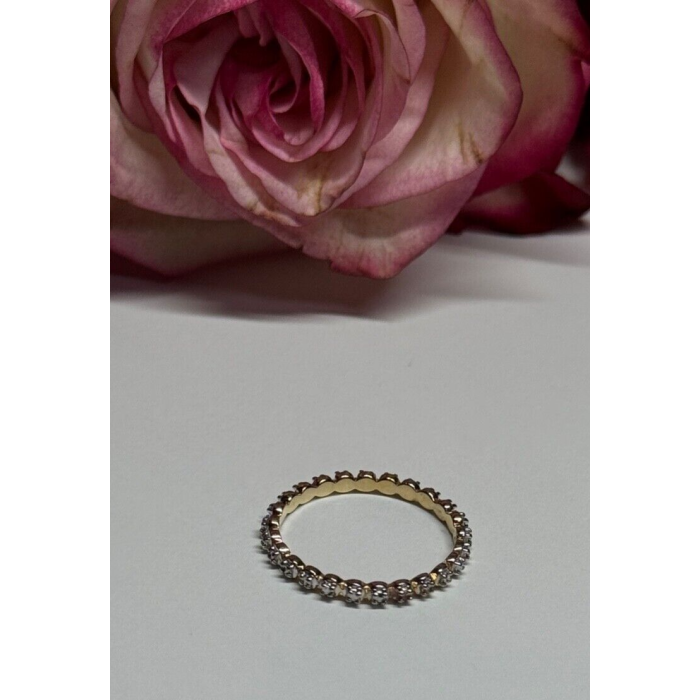 925 Sterling Silver Gold Plated CZ Ring Size 6