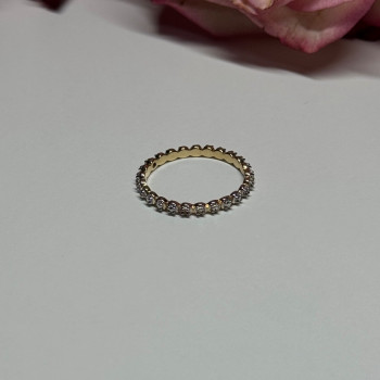925 Sterling Silver Gold Plated CZ Ring Size 6