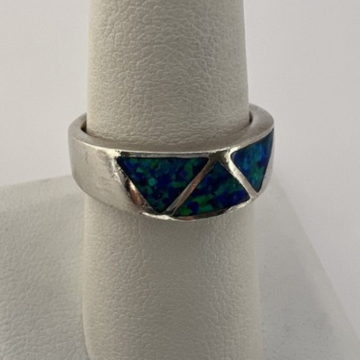 925 Sterling Silver & Opal Ring Size 7