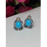 925 Sterling Silver Turquoise, Aquamarine & Beryl Earrings Length 1 Inch