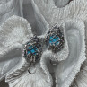 925 Sterling Silver Turquoise, Aquamarine & Beryl Earrings Length 1 Inch