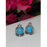 925 Sterling Silver Turquoise, Aquamarine & Beryl Earrings Length 1 Inch