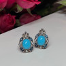 925 Sterling Silver Turquoise, Aquamarine & Beryl Earrings Length 1 Inch