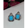 925 Sterling Silver Turquoise, Aquamarine & Beryl Earrings Length 1 Inch