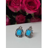 925 Sterling Silver Turquoise, Aquamarine & Beryl Earrings Length 1 Inch