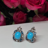 925 Sterling Silver Turquoise, Aquamarine & Beryl Earrings Length 1 Inch