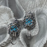 925 Sterling Silver Turquoise, Aquamarine & Beryl Earrings Length 1 Inch
