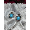 925 Sterling Silver Turquoise, Aquamarine & Beryl Earrings Length 1 Inch