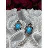 925 Sterling Silver Turquoise, Aquamarine & Beryl Earrings Length 1 Inch