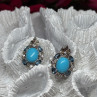 925 Sterling Silver Turquoise, Aquamarine & Beryl Earrings Length 1 Inch