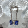 925 Sterling Silver Sapphire Earrings Length 1.5 Inch