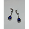 925 Sterling Silver Sapphire Earrings Length 1.5 Inch