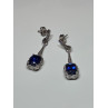 925 Sterling Silver Sapphire Earrings Length 1.5 Inch
