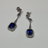 925 Sterling Silver Sapphire Earrings Length 1.5 Inch