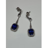 925 Sterling Silver Sapphire Earrings Length 1.5 Inch
