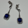 925 Sterling Silver Sapphire Earrings Length 1.5 Inch