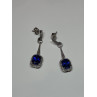 925 Sterling Silver Sapphire Earrings Length 1.5 Inch