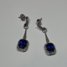 925 Sterling Silver Sapphire Earrings Length 1.5 Inch