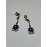 925 Sterling Silver Sapphire Earrings Length 1.5 Inch
