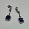 925 Sterling Silver Sapphire Earrings Length 1.5 Inch