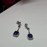 925 Sterling Silver Sapphire Earrings Length 1.5 Inch