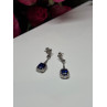 925 Sterling Silver Sapphire Earrings Length 1.5 Inch