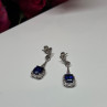 925 Sterling Silver Sapphire Earrings Length 1.5 Inch