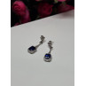 925 Sterling Silver Sapphire Earrings Length 1.5 Inch